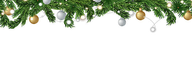 istock Christmas garland on a transparent background. Vector frame for banners, posters, cards. Christmas realistic winter theme, vector. Christmas tree decorated with toys and lights. 2225097896
