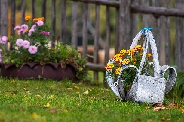 istock Rustic garden decor with flowers stock photo 2225101821