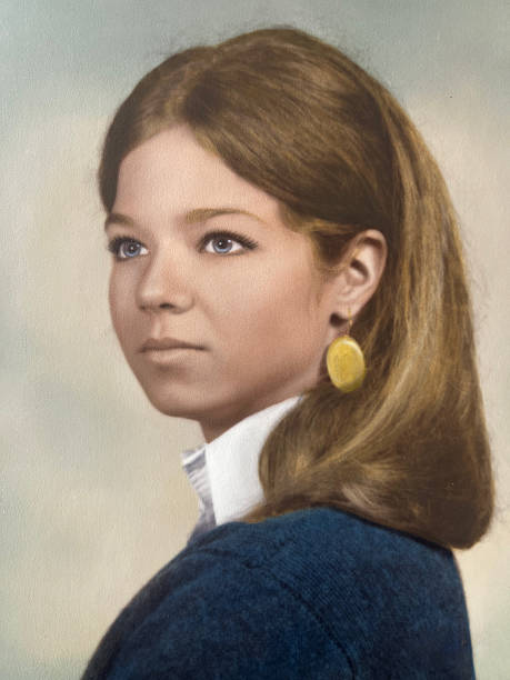 Color high school photograph of a female teenager in 1970.