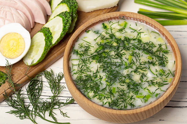 istock Okroshka - cold summer soup in a bowl close-up 2225106237