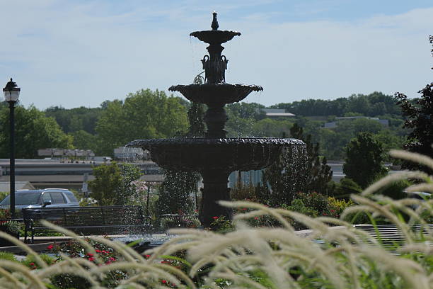 Italian flower water stairs on the island of flowers Mainau on Lake Constance, Germany