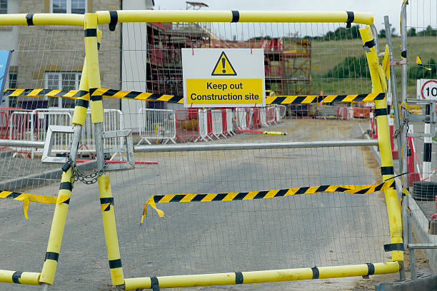 istock Construction site health and safety sign at entrance 2225118564