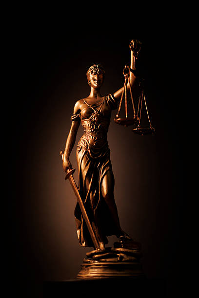 Lady Justice with golden background