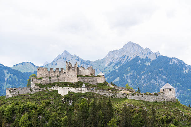 The Ehrenberg complex blends into the alpine forest with panoramic mountain views.