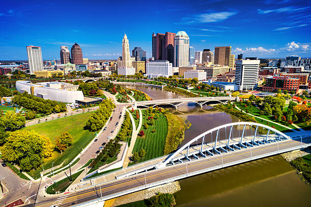 istock Columbus Downtown Aerial With Bridge, River, And Parks During Autumn 2225123888