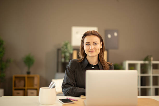 istock Young businesswoman working from home using laptop computer. Stock image 2225127585