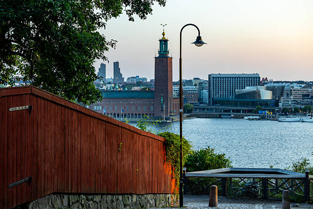 Stockholm, Sweden Early  morning on Monteliusvagen,  a landmark viewing point on Sodermalm.