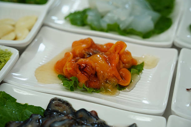 istock Fresh Sea Squirt Sashimi Served on White Plate 2225148257