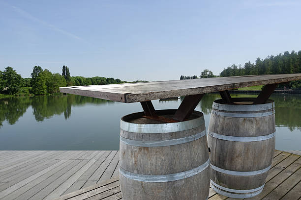 istock Bar counter placed on two wine barrels  Outdoor shot 2225157932