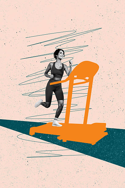 istock Trend artwork sketch image composite photo collage of exercise stadium competition runner young lady sport sportswear way direction gym 2225164235