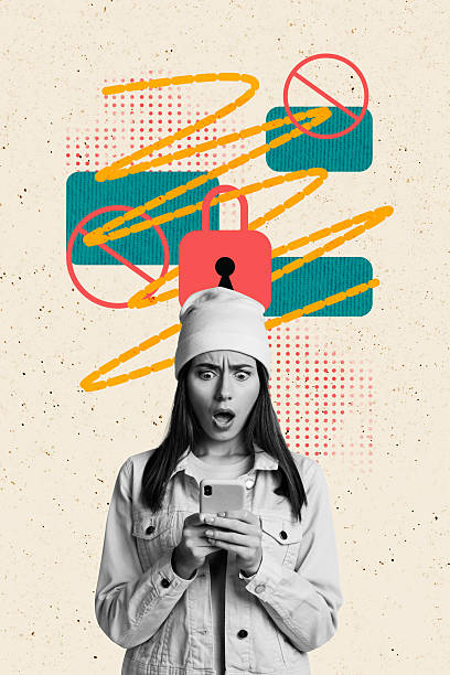 istock Poster image collage of afraid scared woman panic shock wrong password social media isolated on drawing background 2225164851