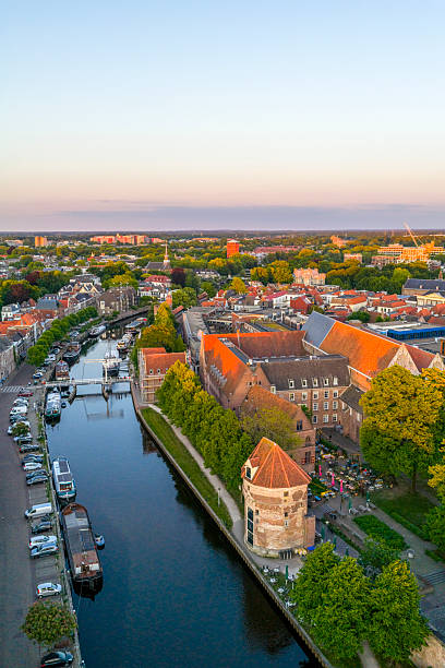 istock Zwolle downtown district aerial view during sunset 2225165072