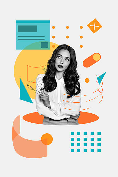 istock Trend artwork sketch image composite photo collage of workspace interface button website space young woman portrait project manager work 2225165073