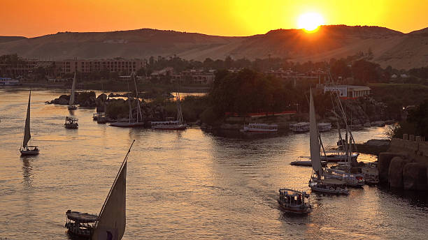 istock felucca boats on Nile river in Aswan at sunset 2225168177