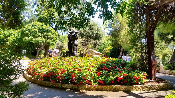 Trieste, Italy - November 03, 2020: A garden in the public park (no admission fee) of the Miramare residence in Trieste, Italy.