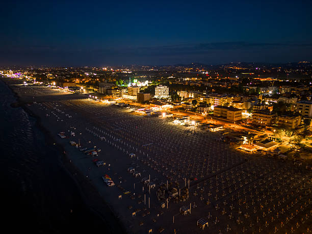 Drone view Rimini Italy Adriatic Coast.