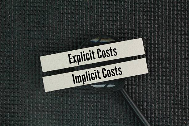 istock The words Explicit and implicit costs. Explicit costs are defined as costs that involve spending money. Implicit costs on the other hand, are nonmonetary opportunity costs 2225184181