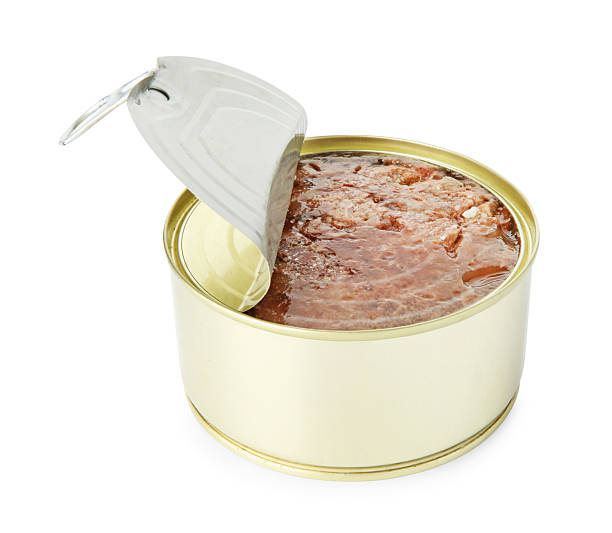 istock Canned meat in tin can isolated on white 2225186227