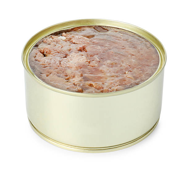 istock Canned meat in tin can isolated on white 2225186271