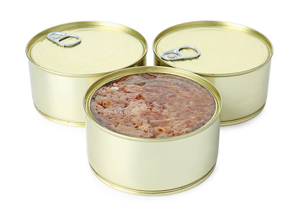 istock Canned meat in tin cans isolated on white 2225186273