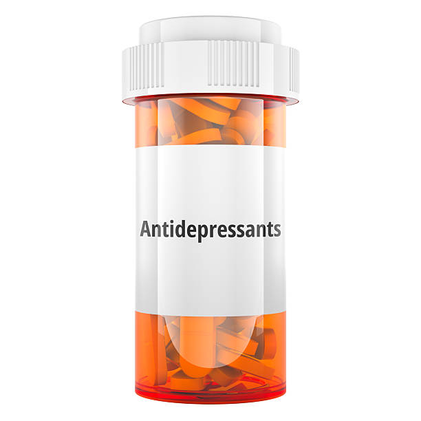 istock Antidepressants pharmacy bottle full of pills with label. 3D rendering 2225189843