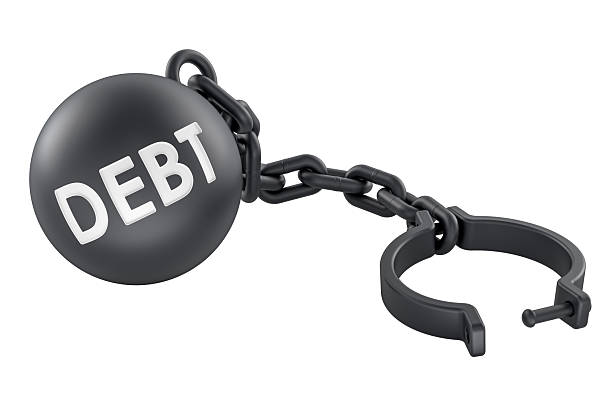 istock Debt concept, ball and chain shackle. 3D rendering 2225189860
