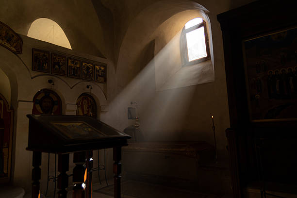 istock Ethereal Glow: Sunlight Illuminates Church Window at David Gareja Monastery 2225190496