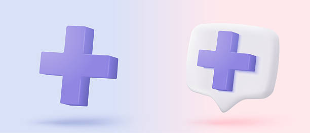 istock 3d purple plus icon on the white colours background. First aid and health care with pure medical. Medical symbol of emergency help. 3d math signs icon vector render illustration 2225193043