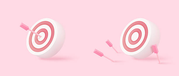 istock 3d minimal excellent business idea goals. Leadership for successful  under creative concept in pastel background. 3d arrow hit center of target vector render on isolated pink background 2225193046