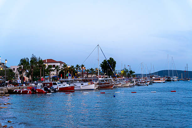 istock Boats anchored in Bodrum in the evening 2225193483
