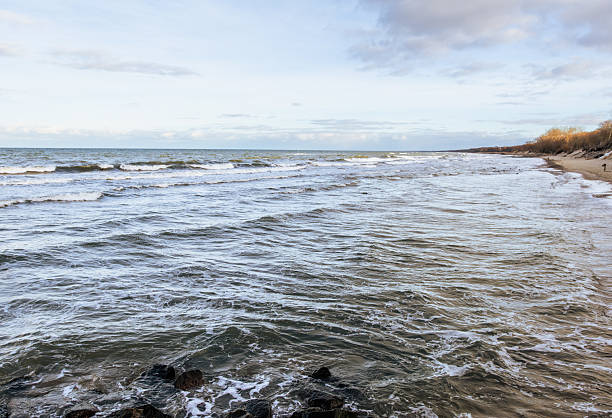 istock Waves Crash Gently on the Sandy Beach During a Calm Afternoon at the Shoreline 2225204424