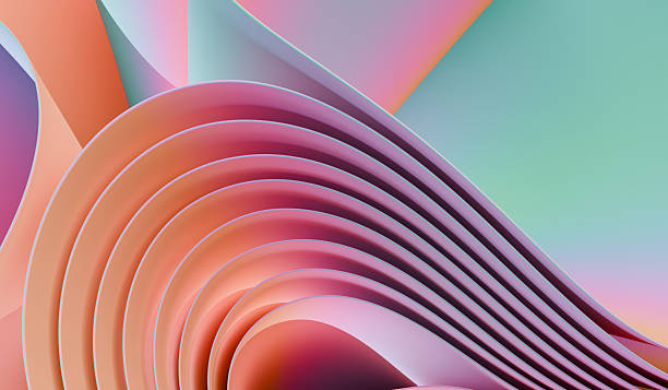 istock abstract curvy shape against the colourful background. Iridescent futuristic template 2225208584
