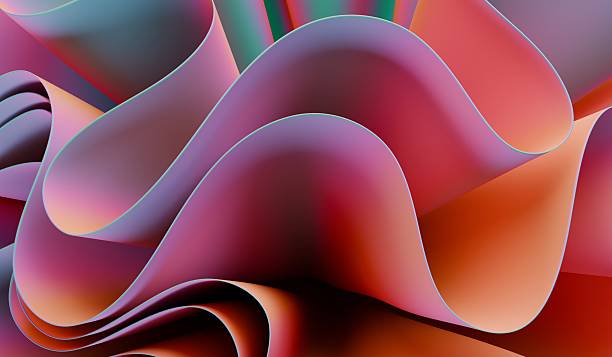 istock abstract curvy shape against the colourful background. Iridescent futuristic template 2225208665