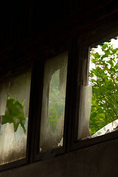 istock A broken window can be seen with a tree clearly in the background 2225219110