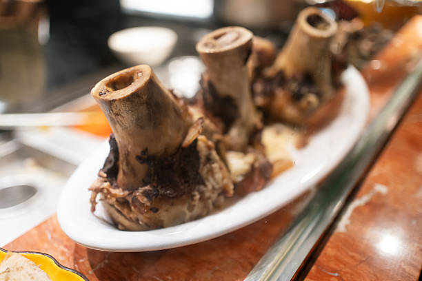 Left over food bone. Buffet concept.