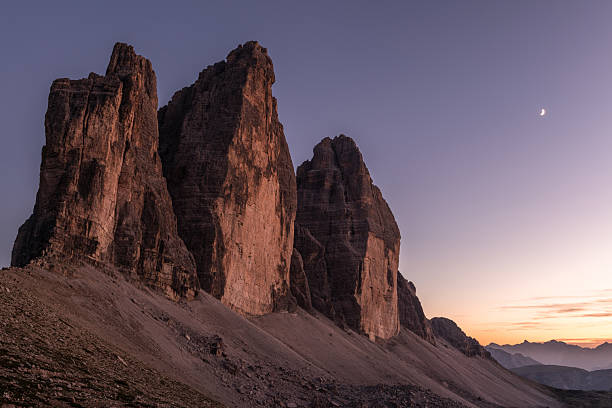 istock Evening Light on Tre Cime with Moon Above, Dolomites, Italy 2225225076