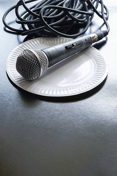 istock A microphone lies on a disposable white plate next to a coiled black audio cable close-up vertical shot, sensational journalism, commissioned interview, fake news, public statement. 2225227956