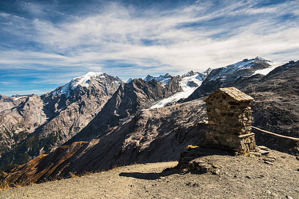 autumnal mountain landscape inside the Stelvio National Park along the Lombard side, Sondrio, Italy