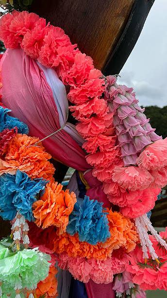 istock Colorful Flower Garlands on Thai Longtail Boat Bow 2225229743