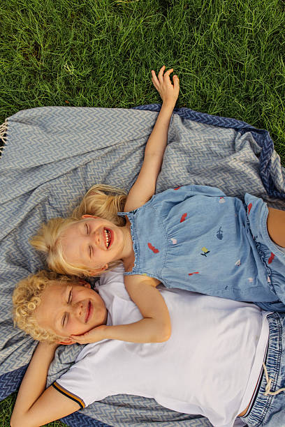 istock Joyful children relaxing on a picnic blanket outdoors on a sunny day 2225237344