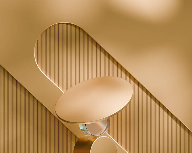 Minimal Modern Gold Podium Platform For Product Display Showcase 3D Rendering