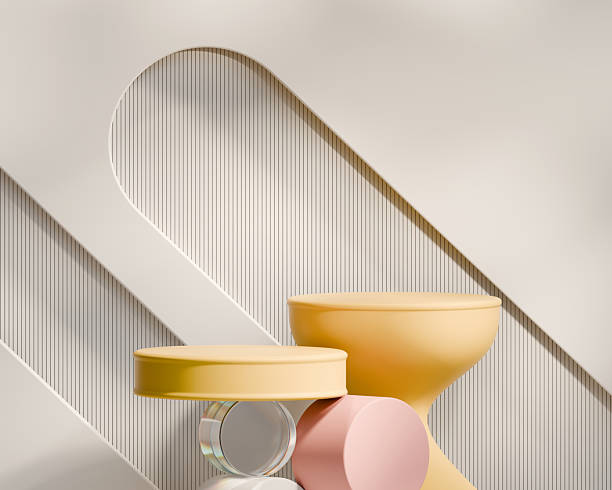 istock Yellow Podium with White Background Product Display Showcase Presentation Advertising 3D Rendering 2225238635