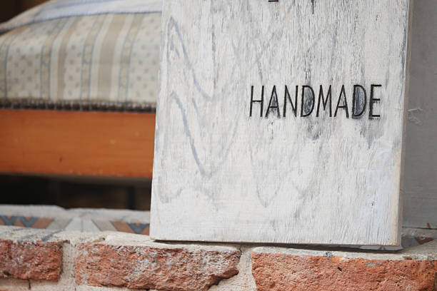 Handmade sign displayed in a cozy indoor setting with vintage decor
