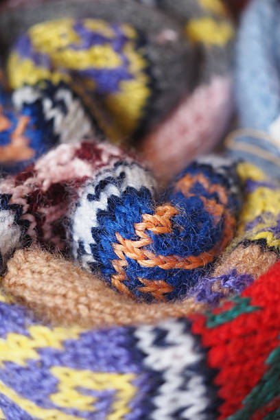 istock Colorful knitted patterns arranged in a cozy display 2225240332