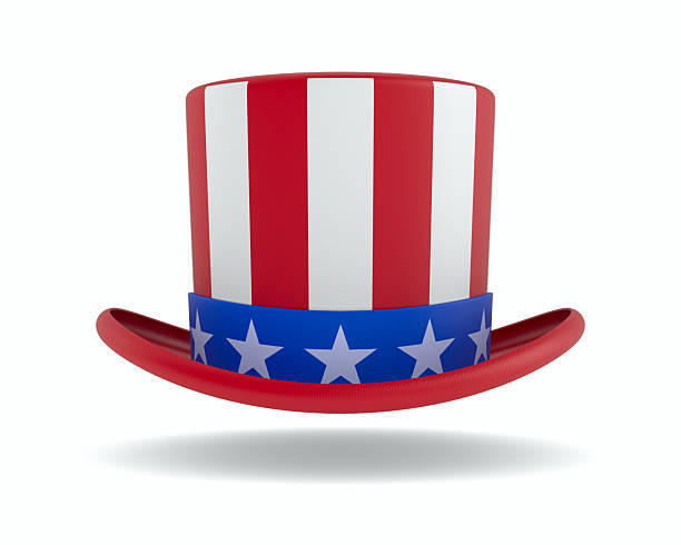 istock Uncle Sam top hat on white background. Isolated 3D illustration 2225245508