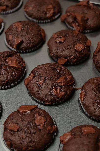 istock Freshly Baked Chocolate Muffins in Muffin Tin 2225256689