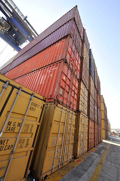 istock Large group of colourful cargo containers at the dock 2225257536