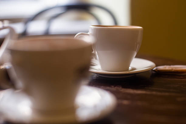 a cup of fragrant coffee in a restaurant on the table