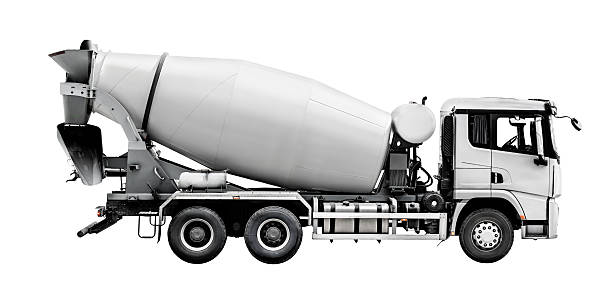 This high quality modern cement mixer truck isolated on white background