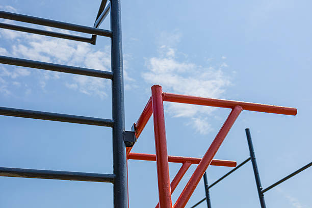 istock Parallel bars stand in a gym environment under a bright blue sky, inviting users to engage in fitness routines and active training sessions 2225270707